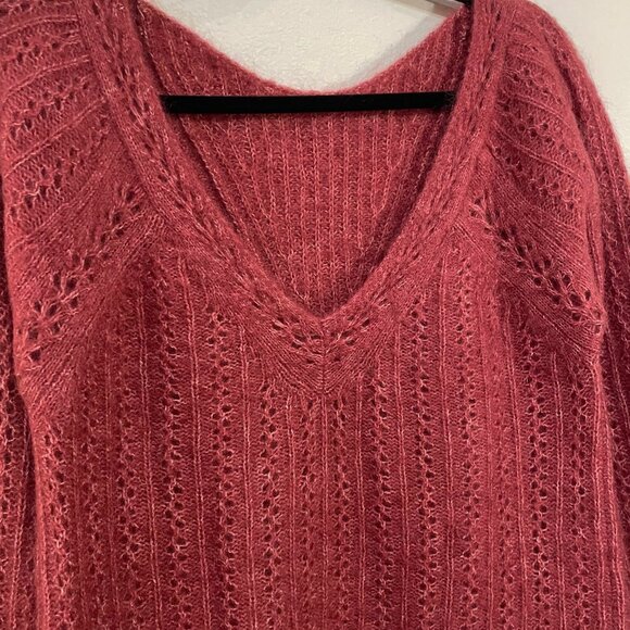 Rare! EUC Sezane Rosa Reversible Mohair Wool Pointelle Sweater Rosewood Small - Picture 5 of 8